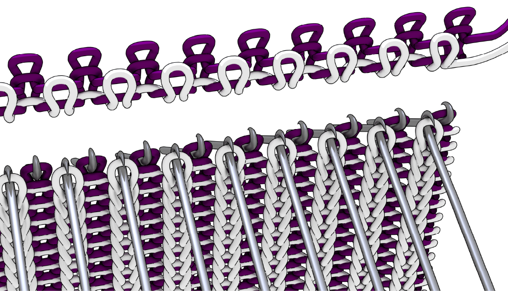 Brioche knitting on a knitting machine.